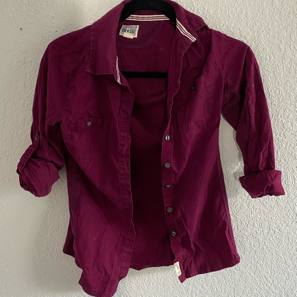 Maroon Button Up Top